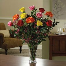 Magnificent Mixed Dozen Roses - Vase variety