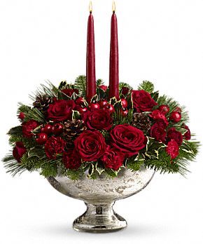 Mercury Glass Bowl Bouquet
