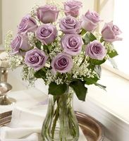 One Dozen Long Stem Purple Roses