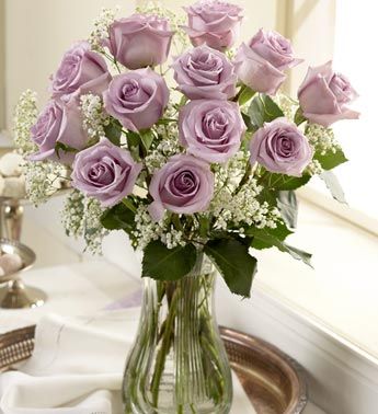 One Dozen Long Stem Purple Roses