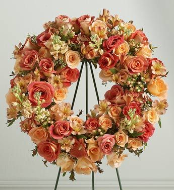 Peach Memorial Standing Wreath 