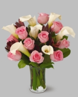 Pink rose and cala lily