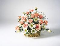 Pink spay rose basket