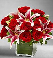 Rose and Lily Cube Bouquet Valentine