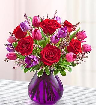 Valentine Rose and Tulip Bouquet 