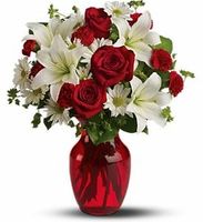 Rose and white lily
