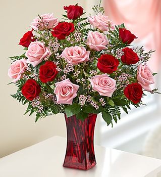 Shades of Pink and Red Premium Long Stem Roses