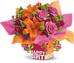 Teleflora's Rosy Birthday Present Flowers 