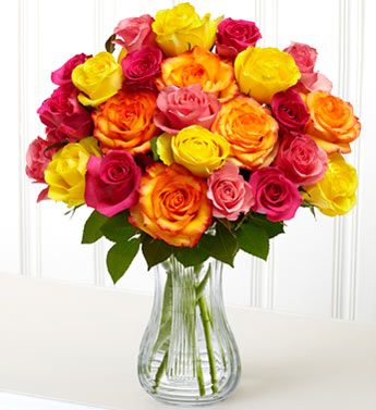 Two Dozen Multicolored Roses 