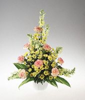 Vase arrangement of traditional flowers sympathy