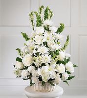 Whitte basket funeral Arrangement