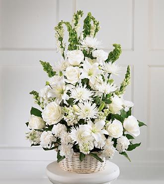 Whitte basket funeral Arrangement