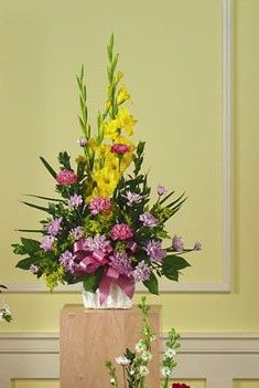 Yellow Gladiolus and Mixed Flowers