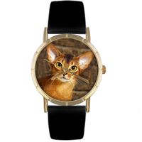 Abyssinian Cat Print Watch in Gold Classic P 0120033