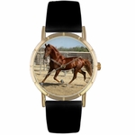 American Saddlebred Horse Print Watch in Gold Classic P 0110024 American Saddlebred Horse Print Watch in Gold Classic P 0110024