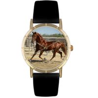 American Saddlebred Horse Print Watch in Gold Classic P 0110024