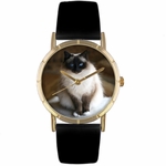 Birman Cat Print Watch in Gold Classic P 0120027 Birman Cat Print Watch in Gold Classic P 0120027