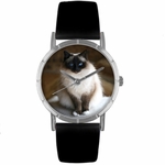 Birman Cat Print Watch in Silver Classic R 0120027 Birman Cat Print Watch in Silver Classic R 0120027