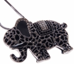 Black Elephant Crystal Pendant Necklace Jewelry