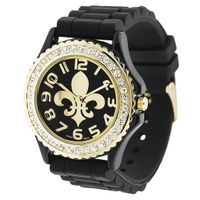 Black/Gold Fleur De Lis Watch