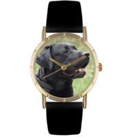 Black Labrador Retriever Print Watch in Gold Classic P 0130082