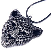  Black Panther Pendant Necklace Crystal Embedded
