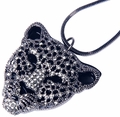 Black Panther Pendant Necklace Crystal Embedded  Black Panther Pendant Necklace Crystal Embedded