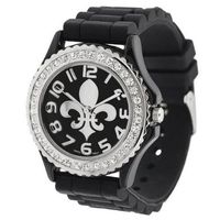 Black/Silver Fleur De Lis Watch