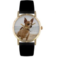 Chihuahua Print Watch in Gold Classic P 0130023
