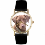 Chocolate Labrador Retriever Print Watch in Gold Classic P 0130011 Chocolate Labrador Retriever Print Watch in Gold Classic P 0130011