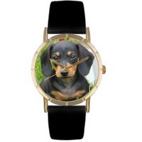 Dachshund Print Watch in Gold Classic P 0130034