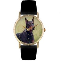 Doberman Print Watch in Gold Classic P 0130035