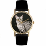 Egyptian Mau Cat Print Watch in Gold Classic P 0120041 Egyptian Mau Cat Print Watch in Gold Classic P 0120041