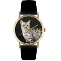 Egyptian Mau Cat Print Watch in Gold Classic P 0120041