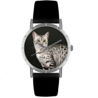 Egyptian Mau Cat Print Watch in Silver Classic R 0120041