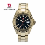 Fine Mens Bracelet Watch Gold Swiss Made