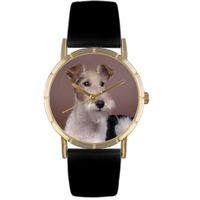 Fox Terrier Print Watch in Gold Classic P 0130039