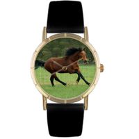 Holsteiner Horse Print Watch in Gold Classic P 0110028