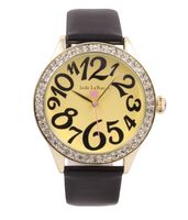 Jade LeBaum Womens JB202867G Black Leather Band Dress Watch