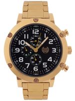 Kronwerk AQ202793G Gold Tone Bracelet Black Dial Large Face Mens Watch