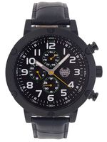 Kronwerk AQ202802G Black Large Face Leather Band Multifunction Mens Watch