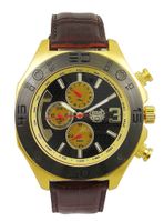 Kronwerk AQ202833G Brown Leather Band Gold Tone Mens Watch