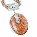 Ladies Fashion Necklace Large Brown Oval Drop Pendant Ladies Fashion Necklace Large Brown Oval Drop Pendant