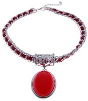 Ladies Fashion Necklace Large Red Drop Pendant