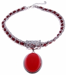 Ladies Fashion Necklace Large Red Drop Pendant