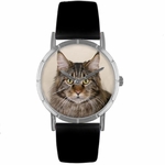 Main Coon Cat Print Watch in Silver Classic R 0120051 Main Coon Cat Print Watch in Silver Classic R 0120051