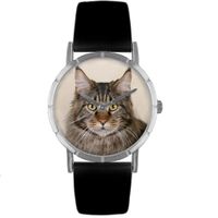 Main Coon Cat Print Watch in Silver Classic R 0120051