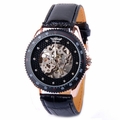Mens Automatic Mechanical Skeleton Watch Self Winding Black Leather Strap AMW-03 Mens Automatic Mechanical Skeleton Watch Self Winding Black Leather Strap AMW-03