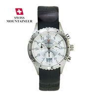 Mens Chrono Swiss Watch Leather Strap