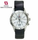 Mens Chrono Swiss Watch Leather Strap